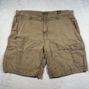 Old Navy Cargo Shorts Mens 44 Brown 100% Linen Vintage Y2K Utility Gorpcore